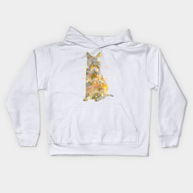 Egyptian Mau Cat Watercolor Painting Kids Hoodie by Miao Miao Design